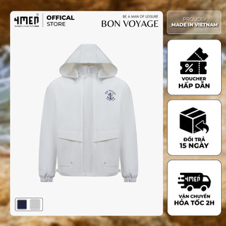 Áo khoác kaki nam 4men form loose ak058 có nón, thêu mỏ neo, dày dặn, basic - jacket menswear