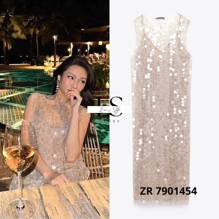 Đầm midi đính kim sa màu hồng nude đen TQXK thời trang hot girl sang trọng gợi cảm thanh lịch | Order