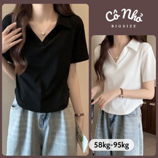 Áo Polo Nữ Bigsize Tay Ngắn Cổ Bẻ Vạt Bầu Che Bụng Vải Thun Gân Co Giãn Thoải Mái G120