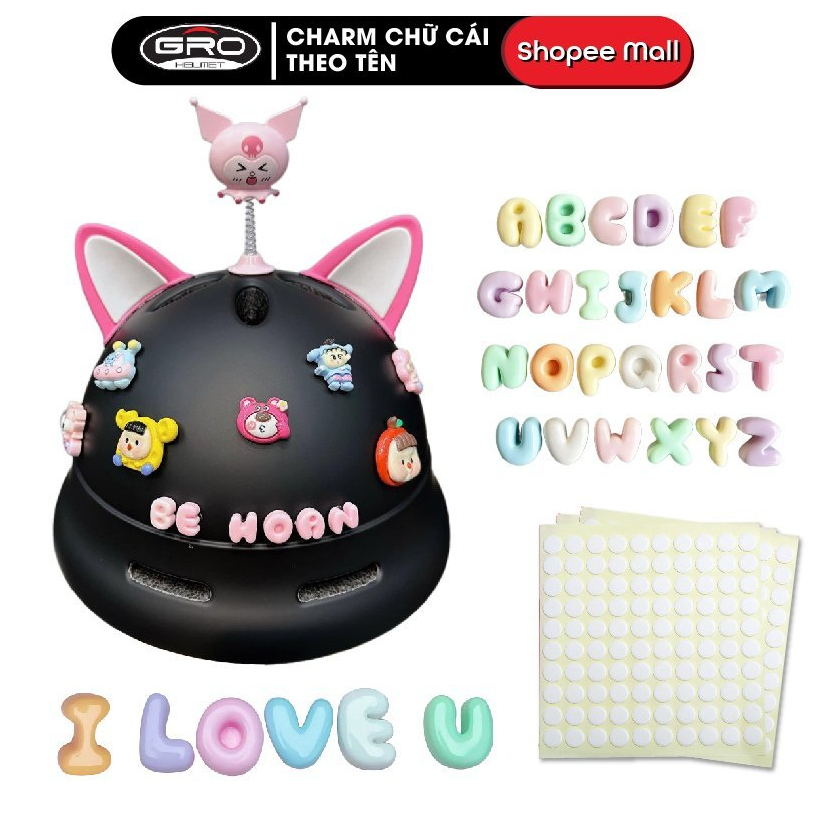 [Kèm keo] Phụ Kiện Charm Chữ Mini trang Trí Mũ Bảo Hiểm,bình nước Ốp Lưng làm đồ chơi trẻ em,decor, DIY giá rẻ nhiều màu