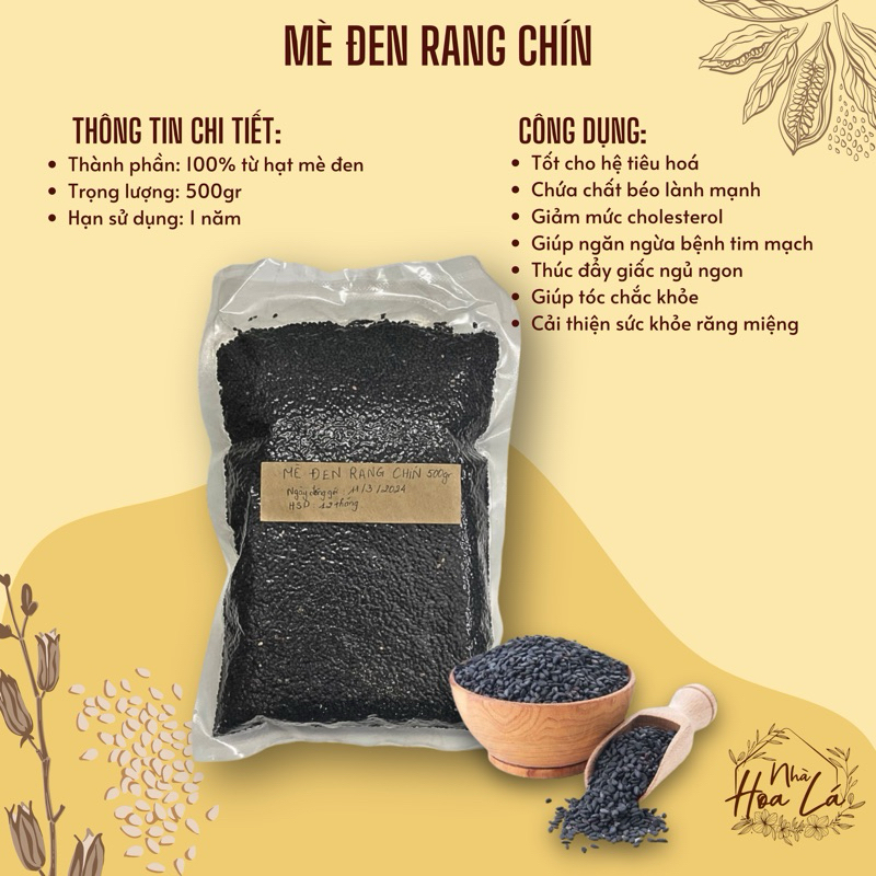 Mè đen sạch rang chín l[HẠT THUẦN CHỦNG RANG BẾP CỦI] thơm béo, ăn trực tiếp, hút chân không.