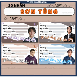 20 Nhãn vở in hình Sơn Tùng kích thước 7.4x4.2cm