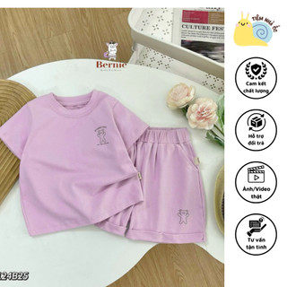 Bộ đồ cho bé gái 2 màu trơn chất cotton mát thấm hút tốt cho mùa hè