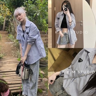 Áo Sơ Mi Nam Nữ - Áo Sơ Mi Thêu trái tym trước ngực chất liệu Cao Cấp cực đẹp cực xinh hot trend 2024