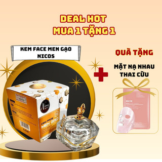 Kem Face Men Gạo Nicos dưỡng trắng da ngừa thâm sạm se khít lỗ chân lông 25g + Tặng nạ nhau thai cừu