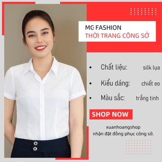 Áo Sơ Mi Trắng Nữ Công Sở Cộc Tay Mc Fashion a635