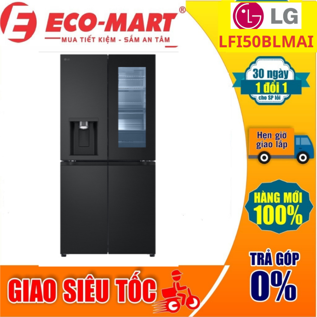 Tủ lạnh LG Inverter 508 lít Multi Door InstaView LFI50BLMAI Có kỹ thuật đi lắp đặt hướng dẫn sử dụng