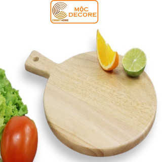 Thớt Gỗ Tròn Đức Thành Có Tay Cầm, Gỗ Cao Su Bền Đẹp Màu Gỗ Tự Nhiên - Kích Thước 29.5 x 22 x 1.5 cm - MS 03431