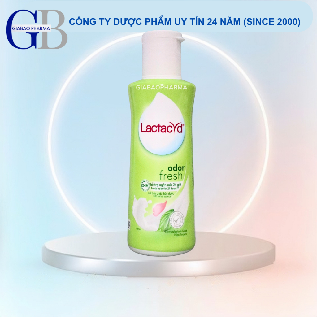Dung dịch vệ sinh phụ nữ Lactacyd lá trầu không ngăn mùi 24H, dưỡng ẩm da mềm mại, làm sạch dịu nhẹ (Chai 150ml)