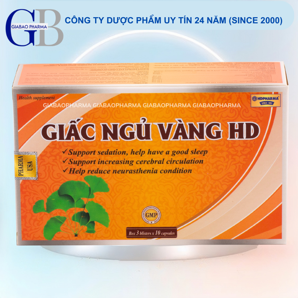 Viên uống GIẤC NGỦ VÀNG HD hỗ trợ thần kinh, hỗ trợ giấc ngủ