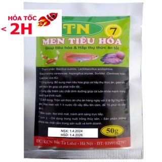 Men tiêu hóa cho cá TN7 50GR giúp cá tiêu hóa và hấp thụ thức ăn tốt. Hàng mới về