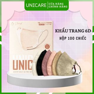 [ Hộp 50 chiếc ] Khẩu trang 6D Pro Mask Quai chun mềm 3 lớp kháng khuẩn, chống bụi mịn 6 màu pastel UNICARE