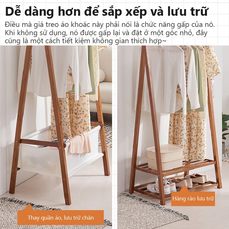 InkWood Kệ Treo Quần Áo Có thể gập lại chất liệu cây tre cao cấp Móc Treo Gia Đình, Giá Treo Đa Năng Bằng Gỗ Nguyên Khối | BigBuy360 - bigbuy360.vn