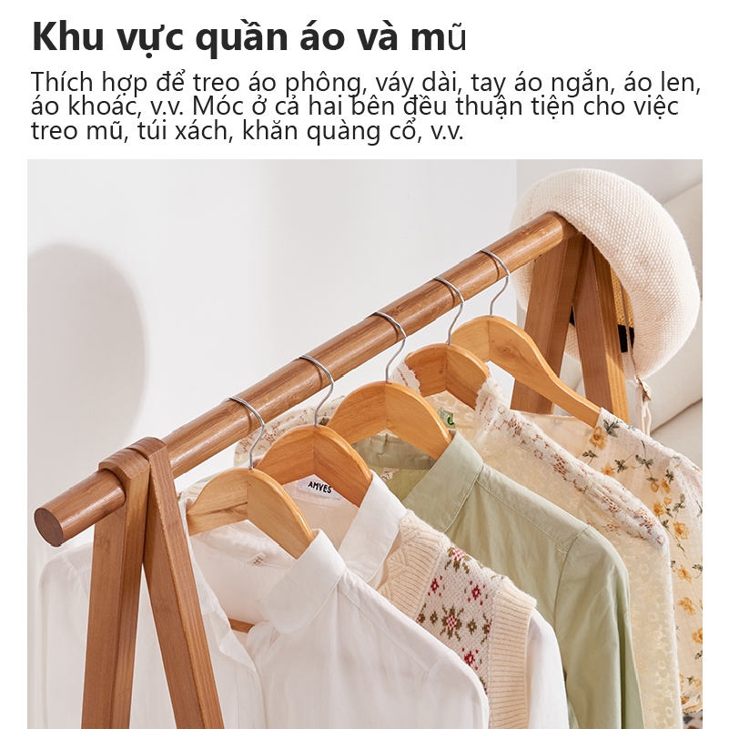 InkWood Kệ Treo Quần Áo Có thể gập lại chất liệu cây tre cao cấp Móc Treo Gia Đình, Giá Treo Đa Năng Bằng Gỗ Nguyên Khối | BigBuy360 - bigbuy360.vn