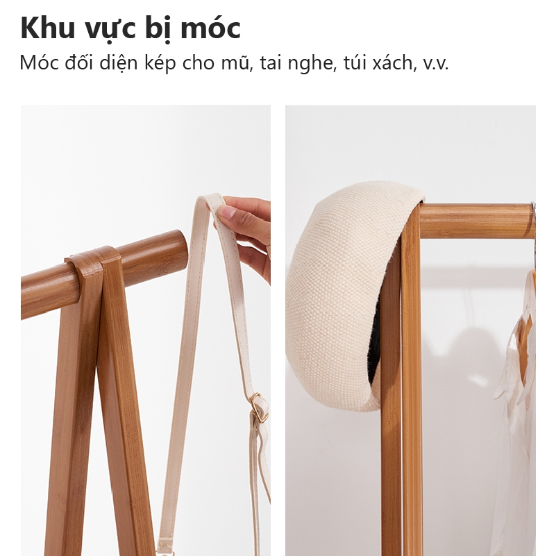 InkWood Kệ Treo Quần Áo Có thể gập lại chất liệu cây tre cao cấp Móc Treo Gia Đình, Giá Treo Đa Năng Bằng Gỗ Nguyên Khối | BigBuy360 - bigbuy360.vn