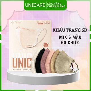 [ 60C mix màu ] Khẩu Trang 6D Unicare Pro Mask 3 Lớp Kháng Khuẩn Cản Tia UV Thế Hệ Mới Không Thấm Nước Quai Chun Mềm Mại