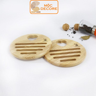 Miếng Lót Nồi, Lót Chảo Gỗ Cách Nhệt Hình Tròn Gỗ Cao Su Bền Đẹp Sang Trọng Với Bàn Ăn -  Gỗ Đức Thành 09191