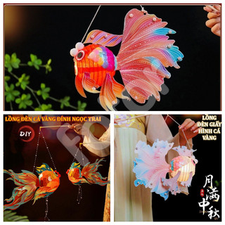Lồng đèn giấy trang trí tự làm diy hình cá vàng may mắn kèm đèn led