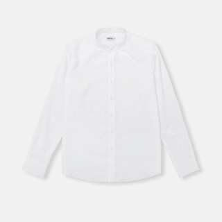 Áo sơ mi trắng cổ trụ dài tay, vải LINEN cao cấp phom dáng thoải mái, thấm hút mồ hôi tốt - SEOUL