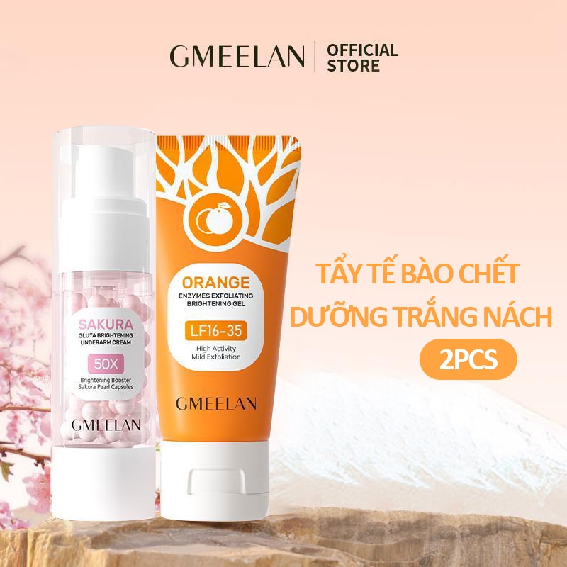 GMEELAN Gel Tẩy Tế Bào Chết Da Mặt 50g + Kem Dưỡng Nách 30g Sakura - Giảm Thâm, Trắng Da (2PCS)