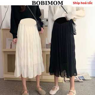 Chân váy bầu dập sóng hàng đep dáng dài