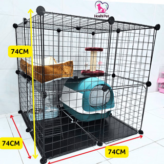 Chuồng Tầng Ghép Cho Mèo, Thỏ Sơn Tĩnh Điện Gấp Gọn Cho Bé Mèo Dưới 7kg Nhà Mèo Tầng Hoshi Pet CT06