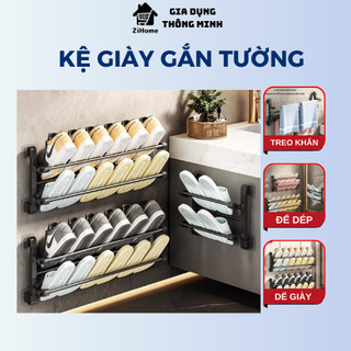 Kệ để giày dép gắn tường, giá treo dép nhà tắm gắn tường không đục lỗ có thể gấp gọn Zihome