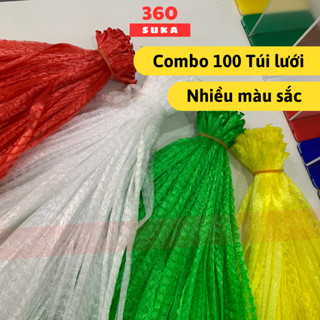 100 Chiếc túi lưới nhựa 30cm, 35cm - Đựng hành tỏi, trái cây, đồ chơi, Nhiều màu sắc - Suka 360