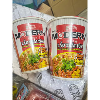 Combo 2 Ly Mì Lẩu Thái Tôm Modern Hương Vị Bò Kay/Gà Ớt Hiểm 66g