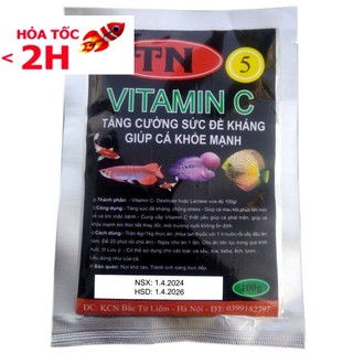 VITAMINC Tăng Đề Kháng Giúp Cá Khỏe Mạnh Khi Thời Tiết Thay Đổi, Môi Trường Không Ổn Định, Phục Hồi Khi Mắc Bệnh 100gr