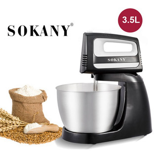 Máy đánh trứng để bàn, máy trộn bột SOKANY 400W công suất cao, 5 tốc độ, thố inox dung tích 3.5l
