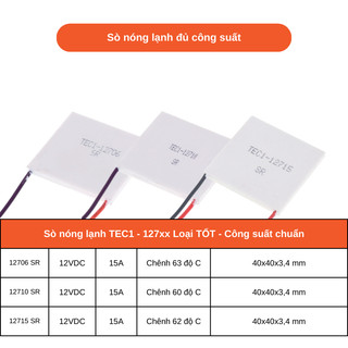 Sò Nóng Lạnh 40x40mm TEC1 12706 60w, 12710 100w, 12715 150w  loại xịn đủ công xuất