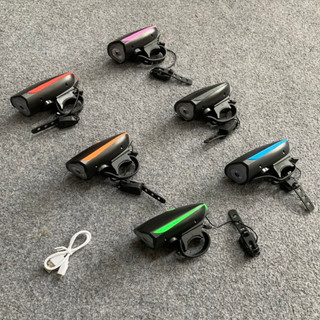 Đèn còi 2 in 1 xe đạp 7588 sạc usb- chống nước- độ sáng 250 lumen - âm vang còi 140db chính hãng