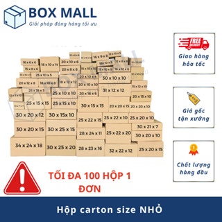 [Size nhỏ] Combo 100 Hộp carton đóng hàng size nhỏ Box Mall hộp giấy gói hàng siêu rẻ (ĐÃ CÓ VAT)