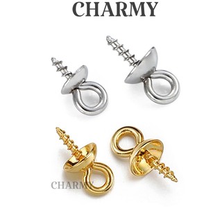 Đinh vít vặn T071 Có đầu ốp tròn, Thép Không Gỉ - Đinh vít xoắn ốc vặn treo hạt, làm vòng tay handmade - Charmy