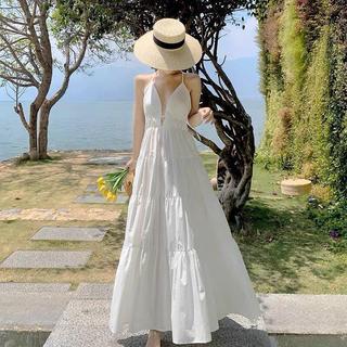 Đầm Maxi 2 Dây Hở Lưng Đi Biển Xinh Đẹp