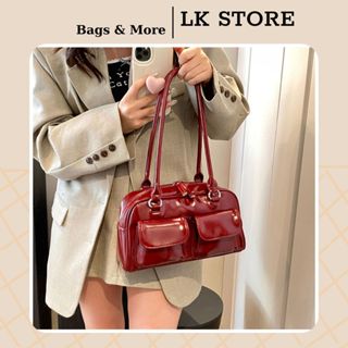 Túi xách nữ túi hai quai đeo vai da nhám hai hộp nhiều màu LK525