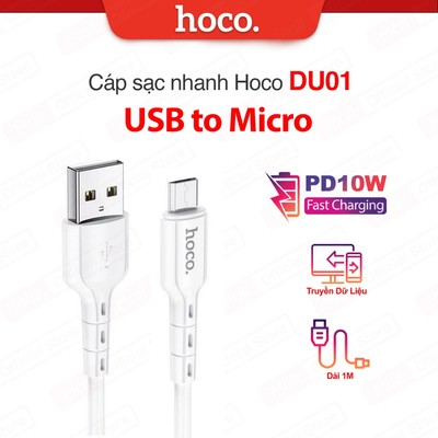 Cáp sạc PD10W USB to Micro Hoco DU01 / X37 hỗ trợ truyền dữ liệu dùng cho Samsung/android , dài 1m