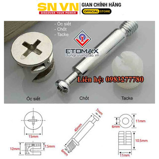 Bộ 50 chốt ốc cam chiều dài 40mm, đường kính ốc siết 15mm