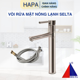 Vòi rửa mặt cao cấp, vật liệu đồng mạ crom cao cấp vòi lavabo cao 30cm chính hãng selta - hapa