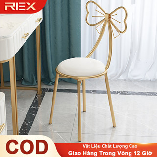 REX Ghế nơ ngồi bàn trang điểm siêu xinh Ghế làm nail kiểu dáng thắt nơ Ghê tựa lưng Tháo và lắp đặt dễ dàng