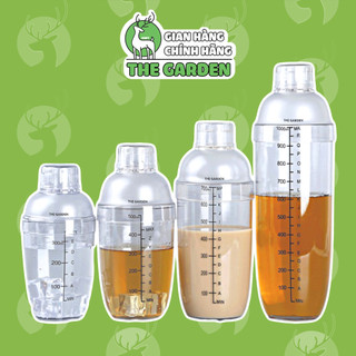 Bình lắc pha chế THE GARDEN shaker nhựa vạch đen dụng cụ pha trà sữa