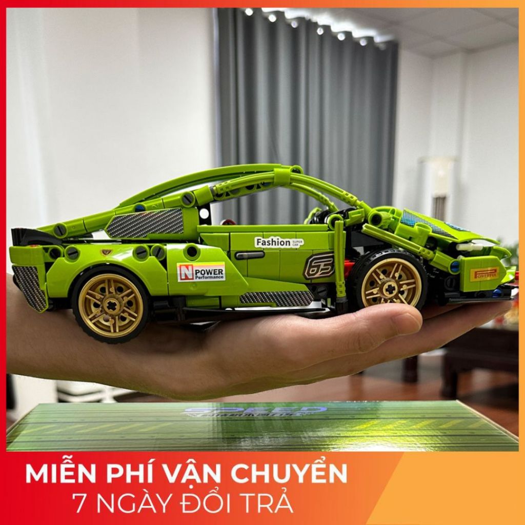 ĐỒ CHƠI Xếp hình - 9027 Xe oto thể thao màu xanh lá có 586 chi tiết cho bé từ 6 tuổi trở lên (Ảnh th