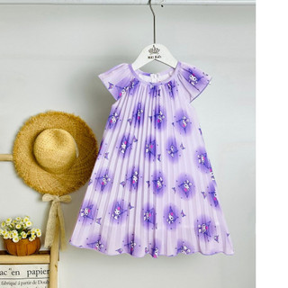Đầm váy voan dập ly cho bé gái mẫu Kuromi từ 12-40kg hàng thiết kế