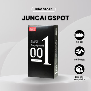 Bao cao su 001 JUNCAI Okamto G-Spot Black siêu mỏng 0.01mm có gai kéo dài thời gian quan hệ