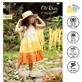 Váy xòe tầng xinh xắn dây váy trang trí nơ nhỏ chất liệu thô mềm mát thấm hút mồ hôi tốt