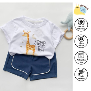 Set bộ in hình hươu cao cổ sư tử cho bé trai chất cotton mềm mịn thoáng mát thấm hút mồ hôi đi học đi chơi cho bé
