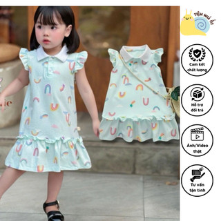 Váy xuông hoạ tiết cầu vồng cho bé gái chất cotton tự nhiên mềm mịn thoáng mát an toàn cho da bé