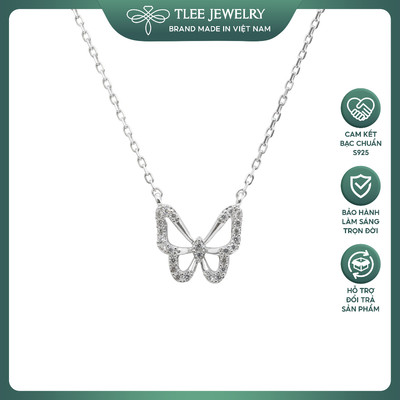 Dây chuyền bạc nữ TLEE mẫu hồ điệp cánh mỏng nạm đá nữ tính TLEE JEWELRY D0108