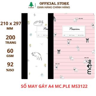 3122 - sổ may gáy a4 mc.ple 200 trang định lượng 60gsm